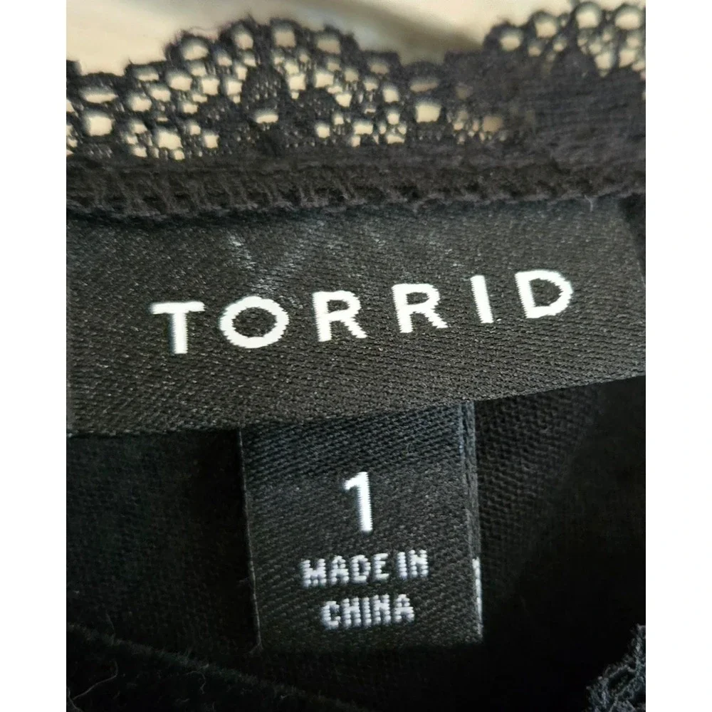 Torrid Whimsygoth Black Crinkle Gauze Lace Trapeze Dress Sleeveless Size 1, L/XL - Picture 12 of 14